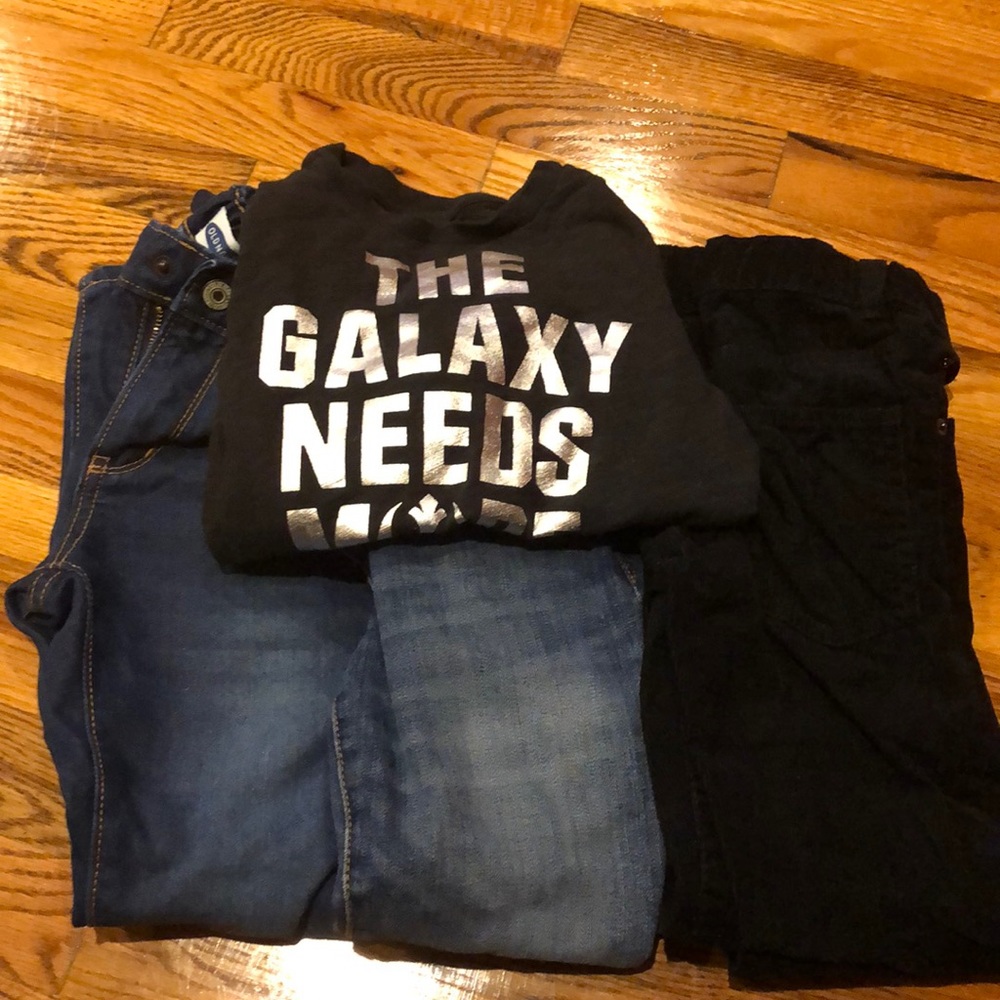 Size7 gap jeans;size6 Gymboree black pants.